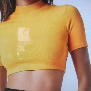 Mock-Neck Rib-knit Crop Top